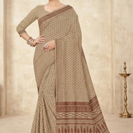 Printed Cotton Saree with Blouse Piece for Premium Ethnic and Traditional Wear | DFL-KARUNA-04