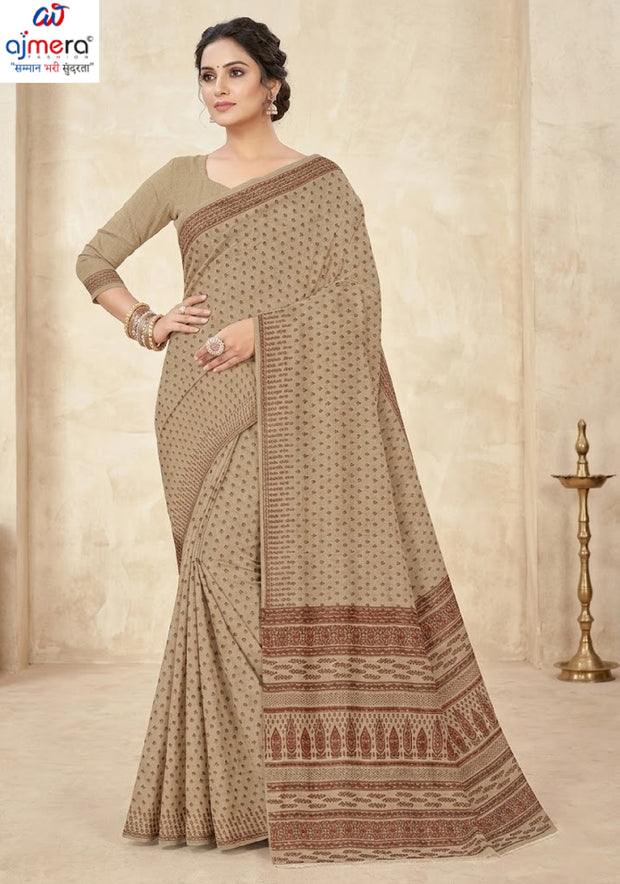 Printed Cotton Saree with Blouse Piece for Premium Ethnic and Traditional Wear | DFL-KARUNA-04