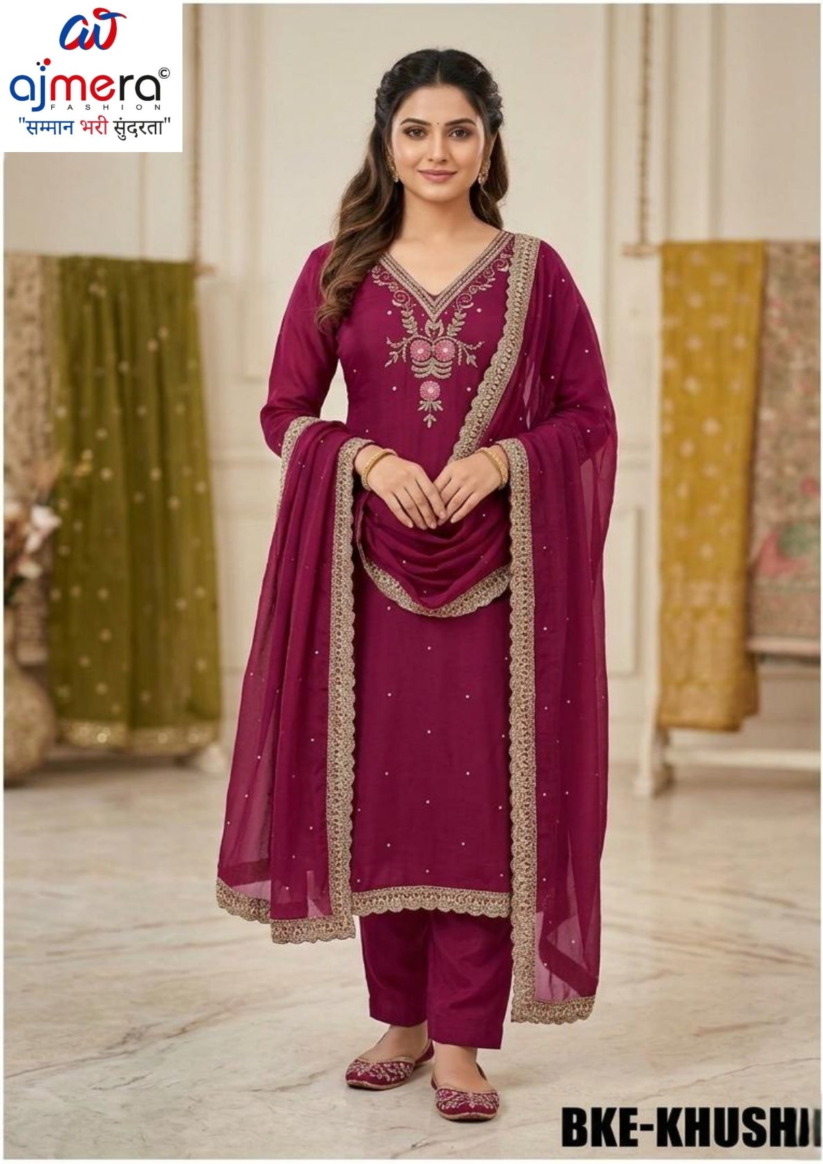 Premium Glass Organza Unstitched Suit Set | BKE-KHUSHI