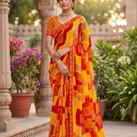Fashionable Printed Saree with Blouse Piece for Festive Collection  | PRM-GULNASHI VOL-2