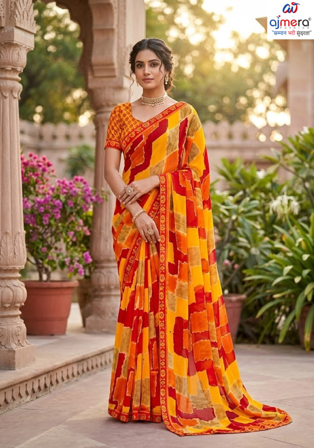 Fashionable Printed Saree with Blouse Piece for Festive Collection  | PRM-GULNASHI VOL-2