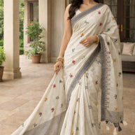 Apricot Linen Saree with Blouse for Premium Ethnic and Festive Wear | ALL-APRICOT-153