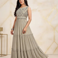 Elegant Chinon Digital Designer Party Wear Gown for Women | SHP-RAJNI