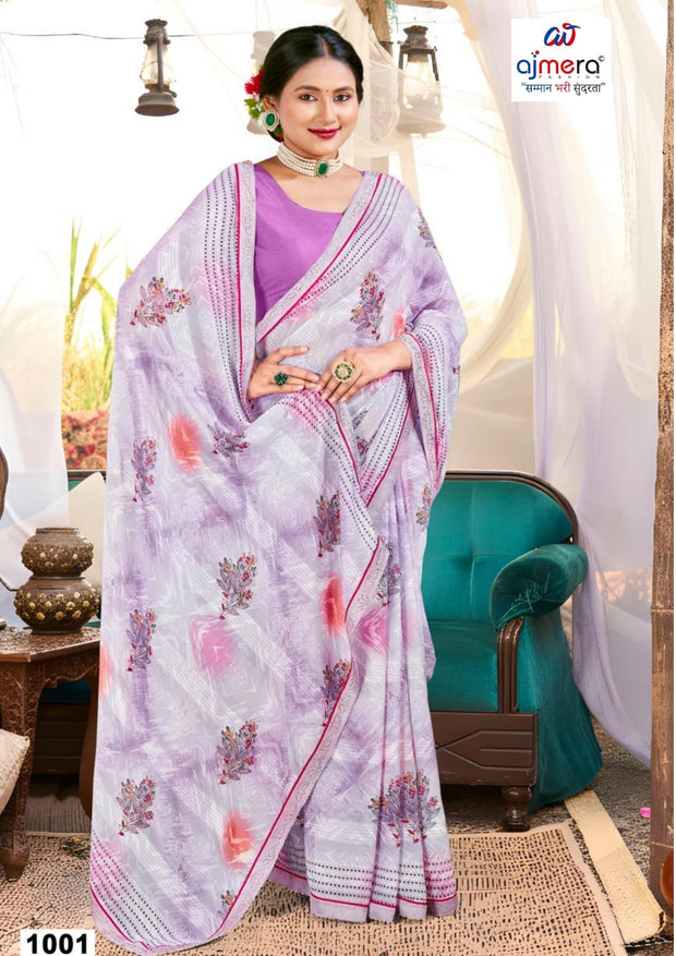Fashionable Printed Saree with Blouse Piece for Festive Collection | PRM-AC GIRL
