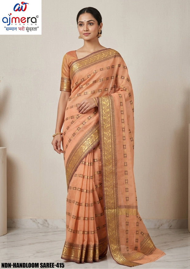 Pure Cotton Saree with Without Blouse for Premium Ethnic and Traditional Wear | NDN-HANDLOOM SAREE-415