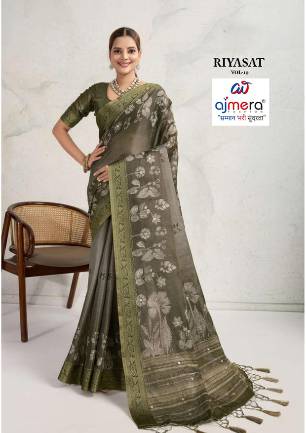 Elegant Printed Saree with Designer Blouse Piece for Festive Wear | RMF-RIYASAT VOL-19