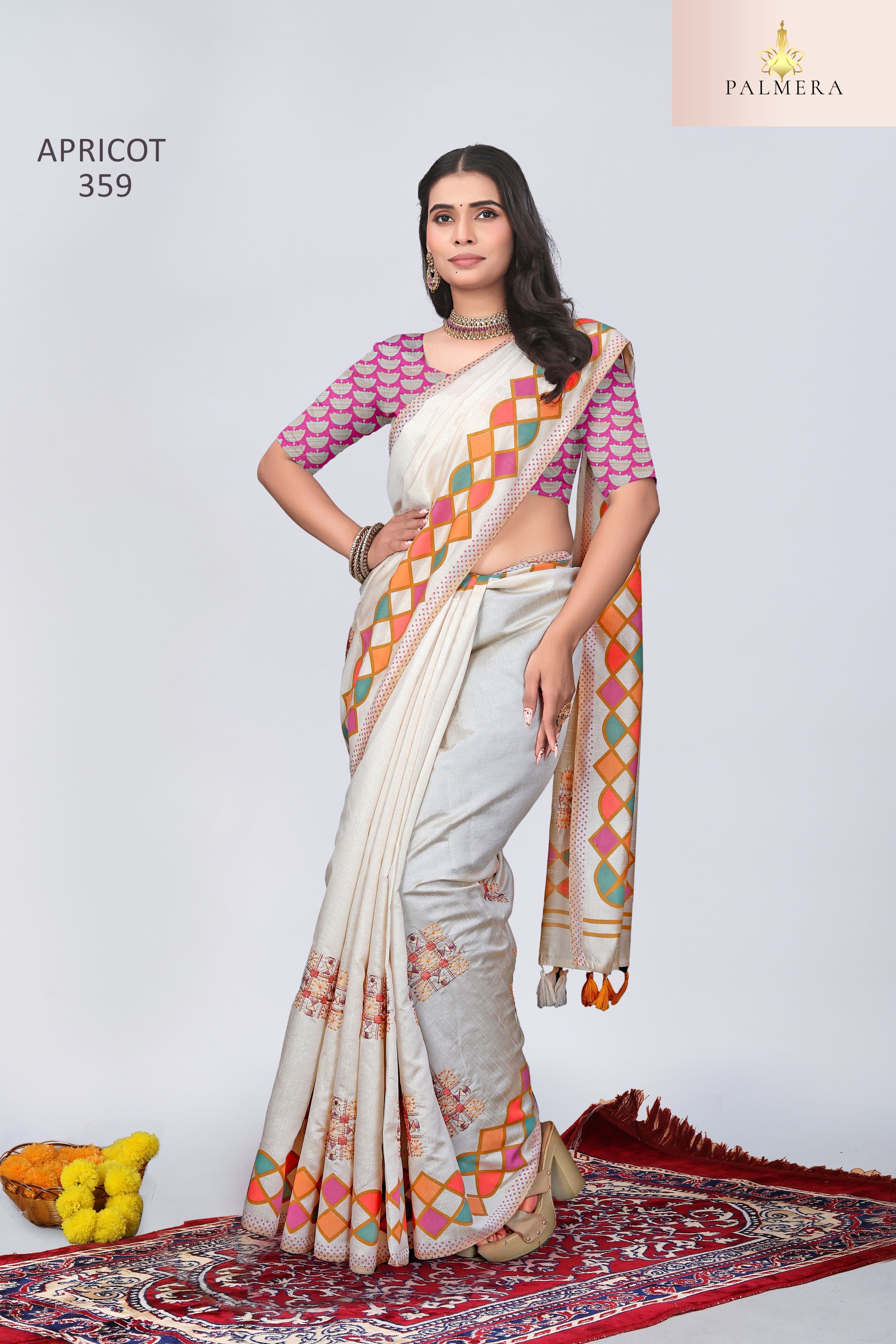 Apricot Linen Saree with Blouse for Premium Wedding and Ethnic Wear | ALL-APRICOT-359