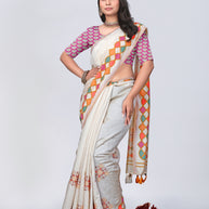 Apricot Linen Saree with Blouse for Premium Wedding and Ethnic Wear | ALL-APRICOT-359
