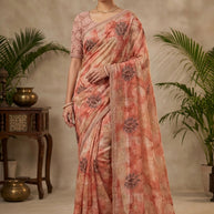 Fancy Print Loose Saree with Blouse for Premium Ethnic and Traditional Wear | BMS-KADAMBARI