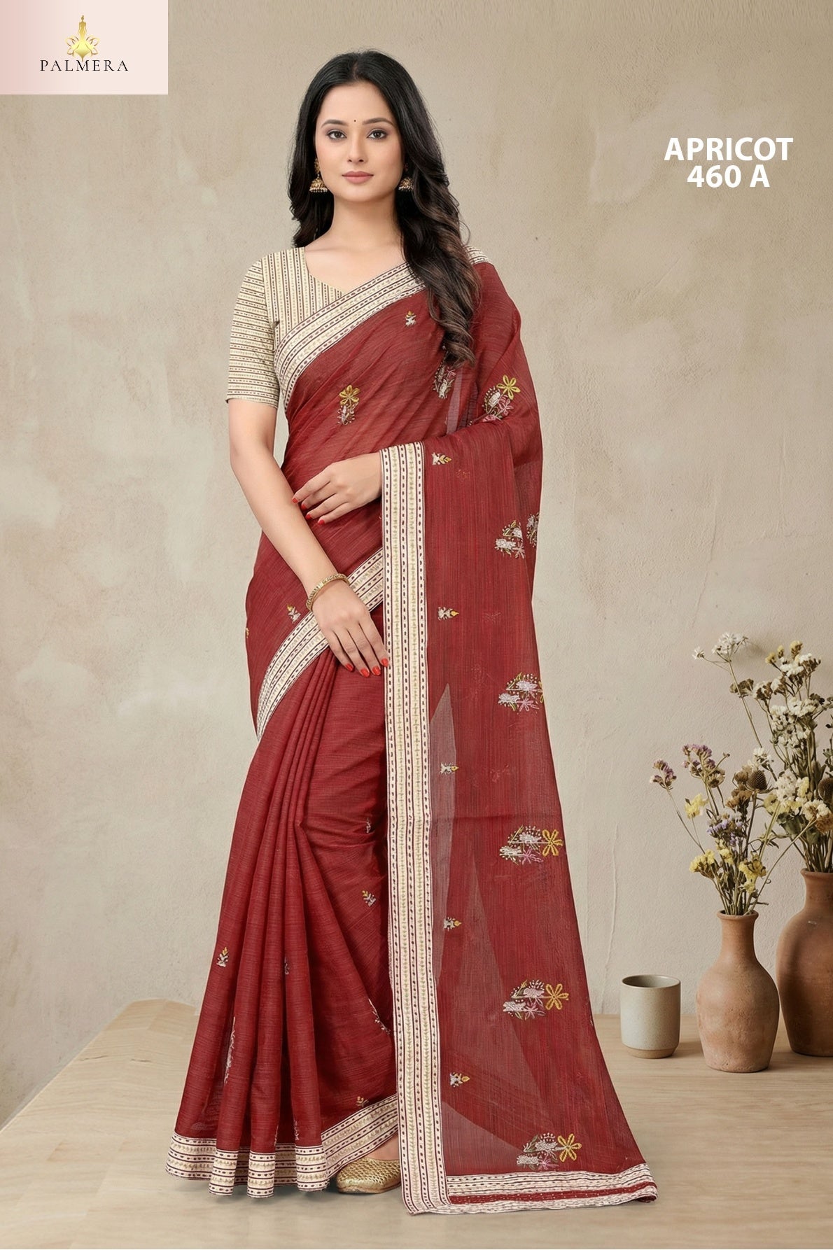 Apricot Khadi Saree with Blouse for Premium Ethnic and Designer Wear | ALL-APRICOT-460