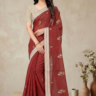 Apricot Khadi Saree with Blouse for Premium Ethnic and Designer Wear | ALL-APRICOT-460