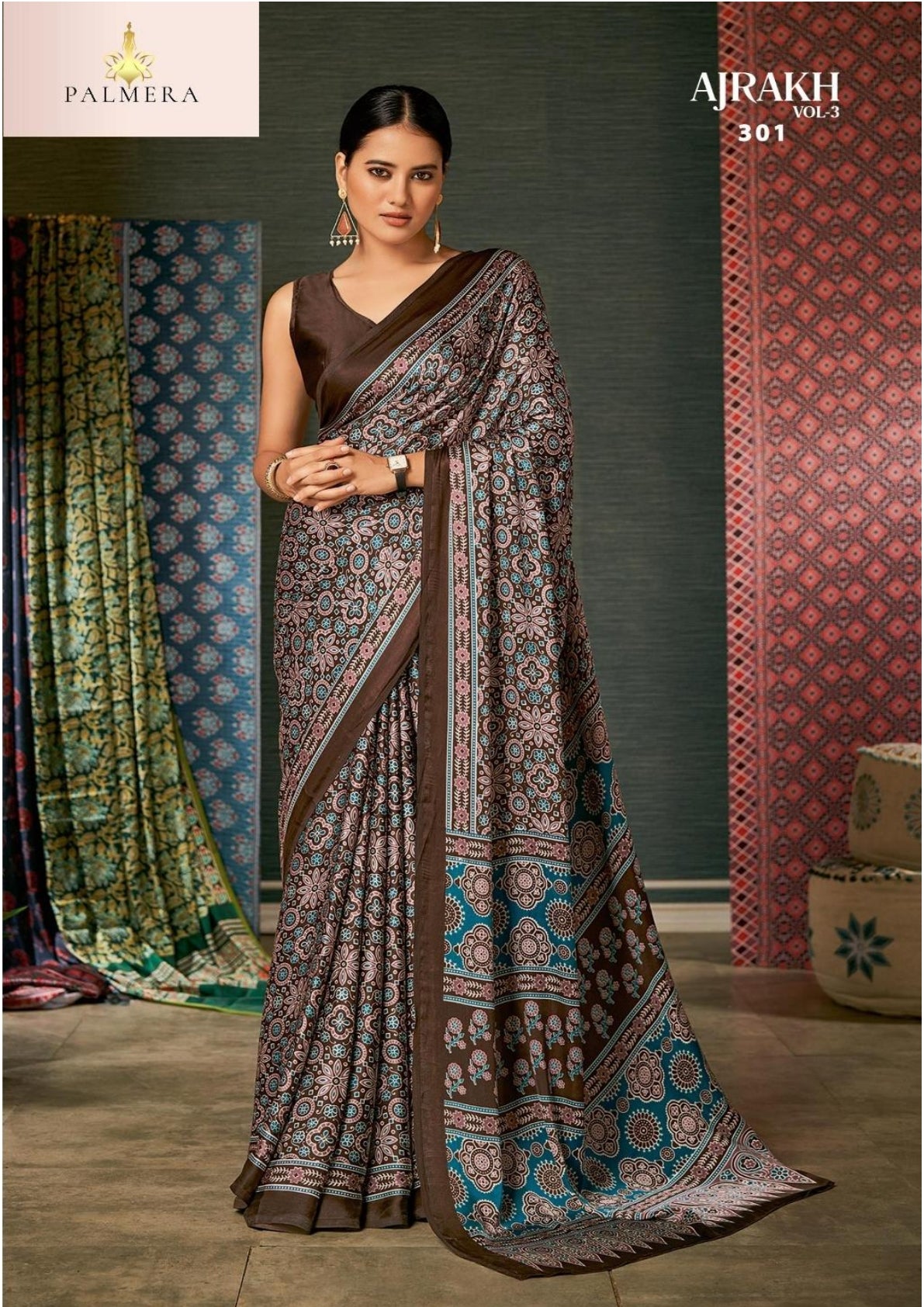 Ajrakh Japan Satin Saree with Blouse for Premium Ethnic Wear | ALL-AJRAKH VOL-3