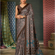 Ajrakh Japan Satin Saree with Blouse for Premium Ethnic Wear | ALL-AJRAKH VOL-3