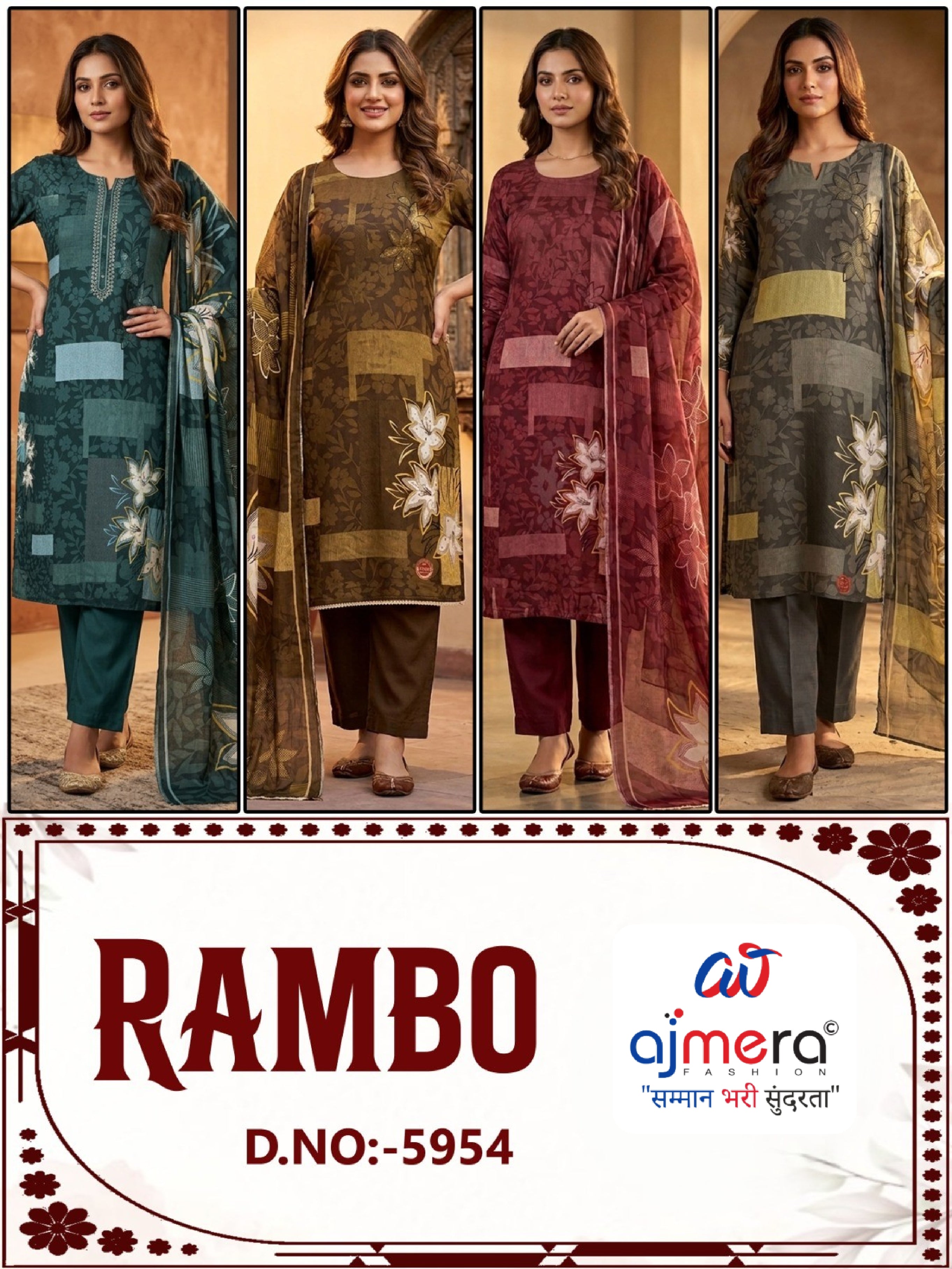 Premium Cotton Unstitched Suit Set | RAI-RAMBO-5954