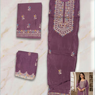 Elegant Glass Organza Unstitched Suit Set | BKE-JAINA