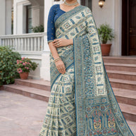 Stylish Jacquard Silk Saree with Blouse Piece for Festive Collection | DNA-PAPER BOAT