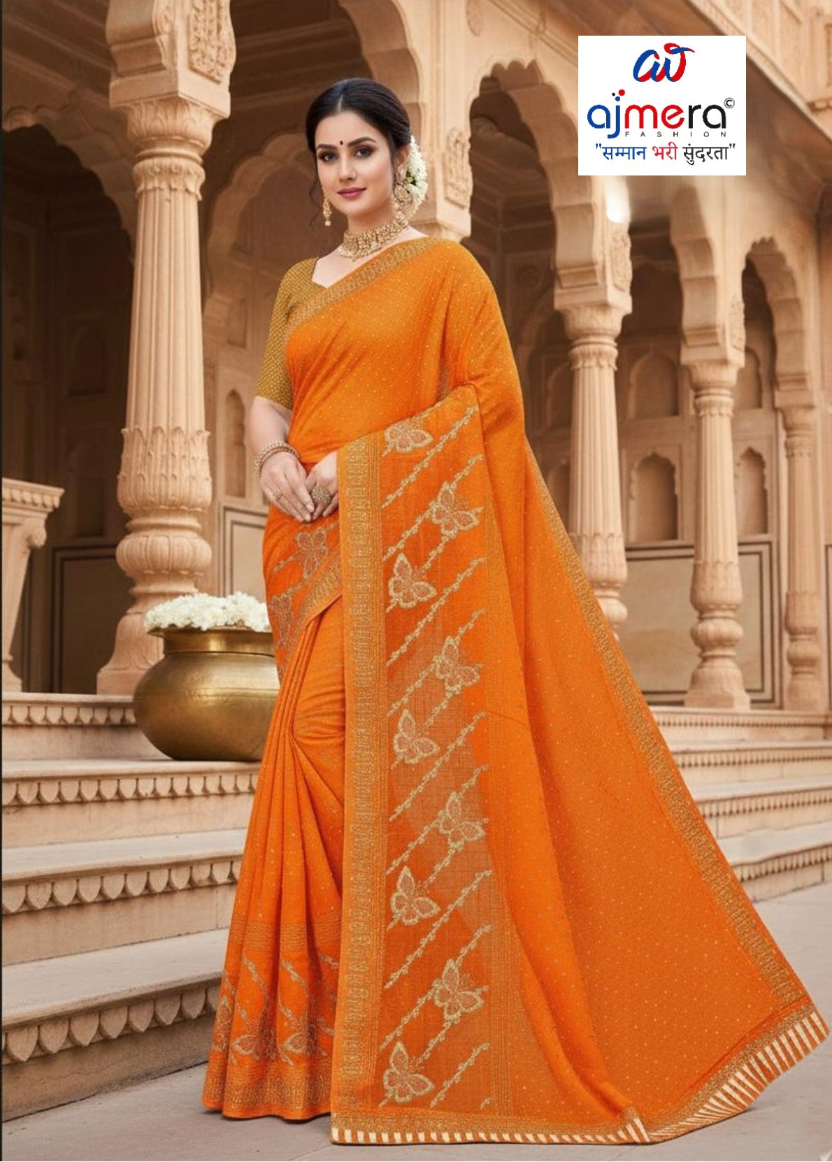Soft Lycra Matching Saree with Blouse Piece for Premium Ethnic and Traditional Wear | VKM-KACHE DHAGE