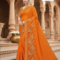 Soft Lycra Matching Saree with Blouse Piece for Premium Ethnic and Traditional Wear | VKM-KACHE DHAGE