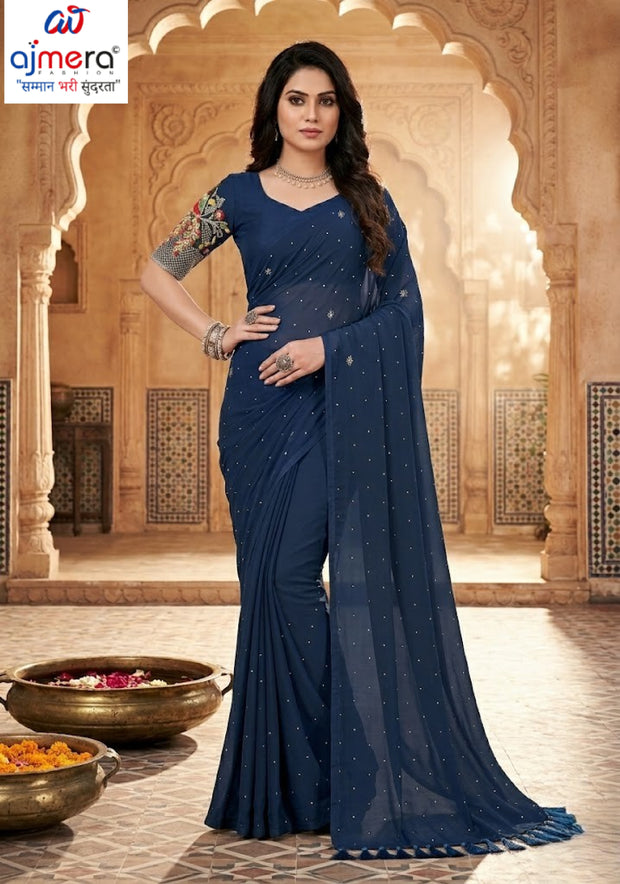Georgette Satin Dyed Matching Saree with Blouse Piece for Premium Ethnic and Traditional Wear | RLL-ZARIVIBE-2