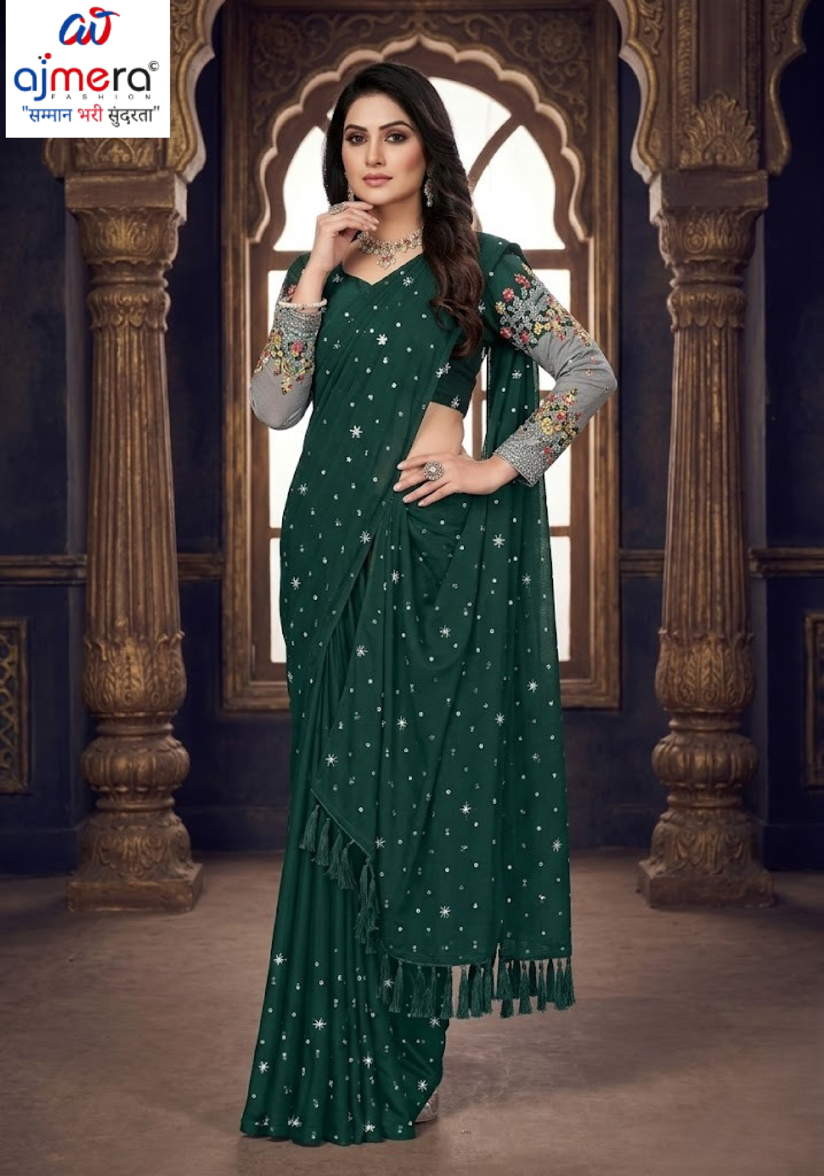 Latest Dyed Matching Saree with Blouse Piece for Premium Ethnic and Traditional Wear | TIK-UPI