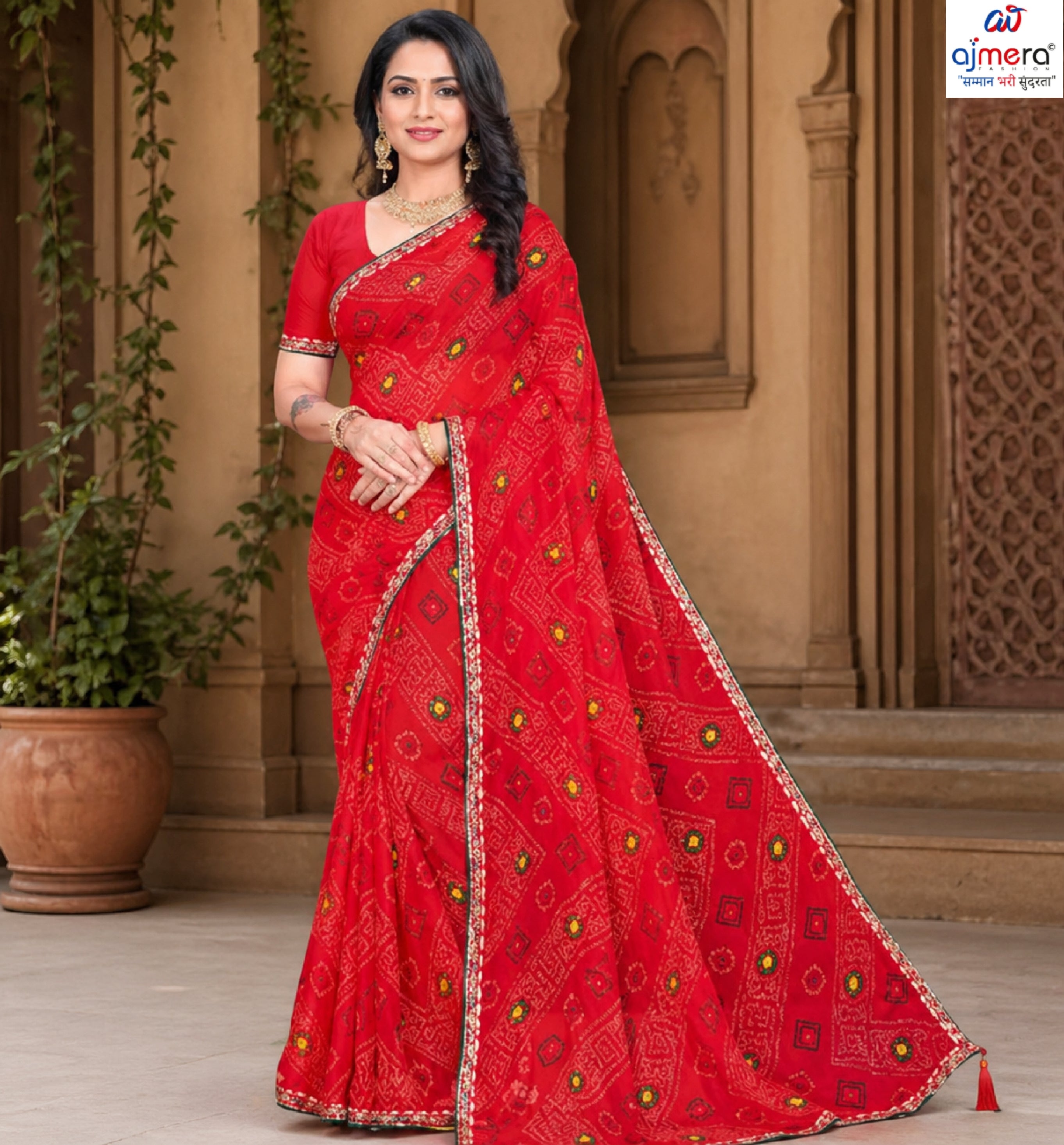Georgette Print Loose Saree with Blouse for Premium Ethnic and Traditional Wear | JS-ANJALI-2