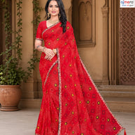 Georgette Print Loose Saree with Blouse for Premium Ethnic and Traditional Wear | JS-ANJALI-2