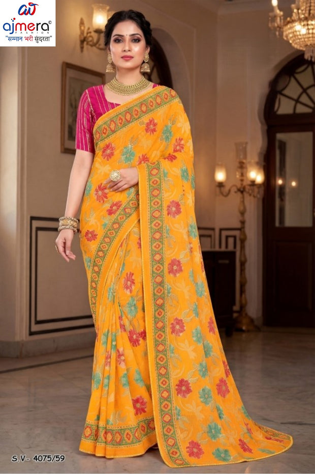 Designer Printed Saree with Blouse Piece for Special Occasions | SSR-WARNER-A