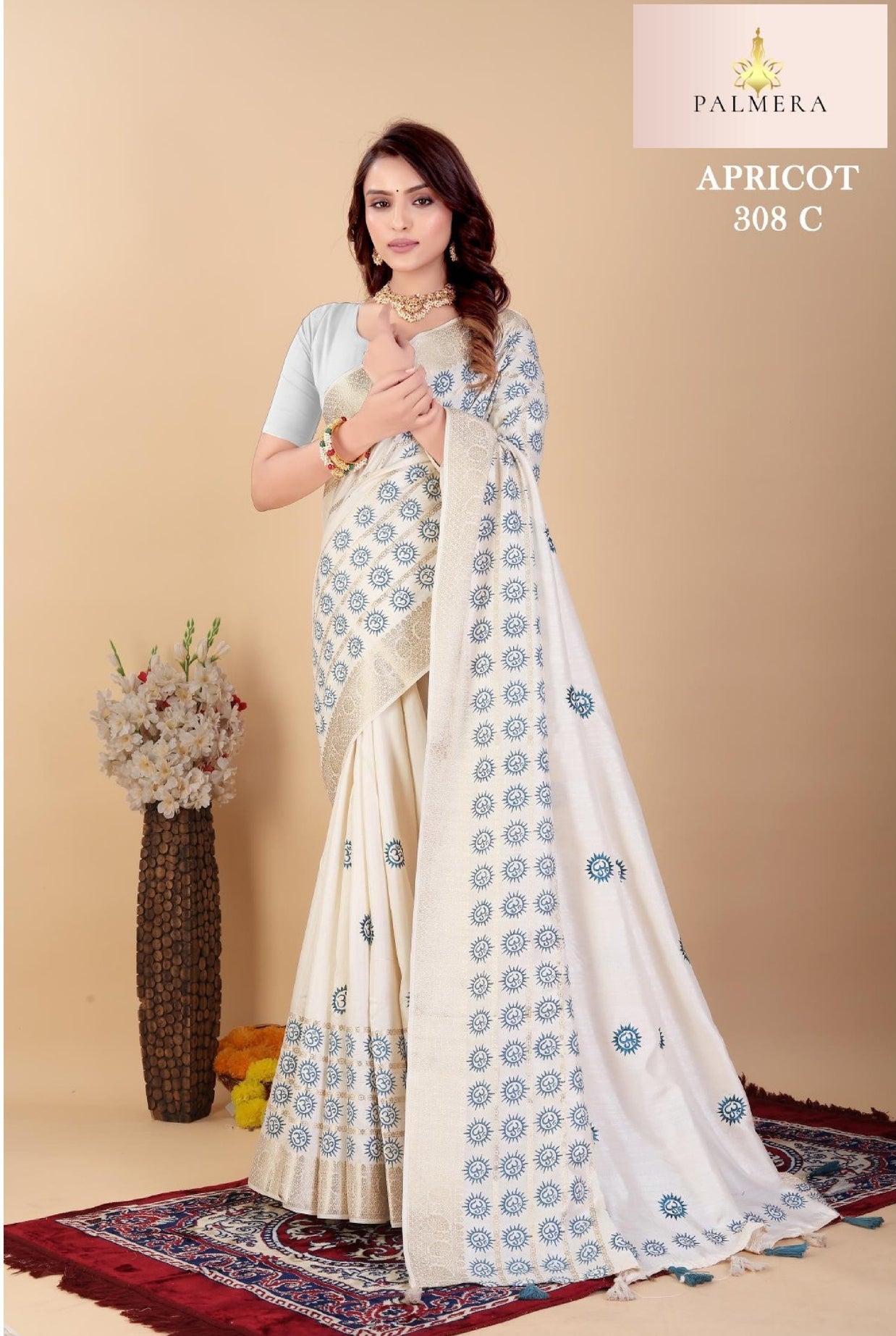 Apricot Linen Saree with Blouse for Premium Ethnic and Festive Wear | ALL-APRICOT-308