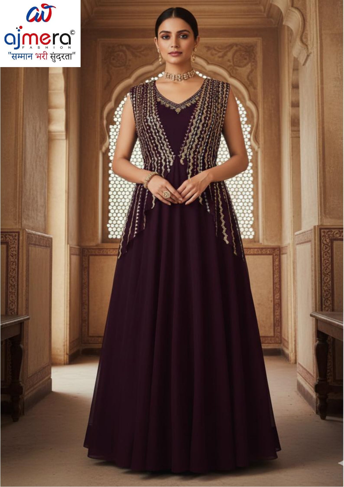 Elegant Georgette Designer Party Wear Gown for Women | SHP-1149