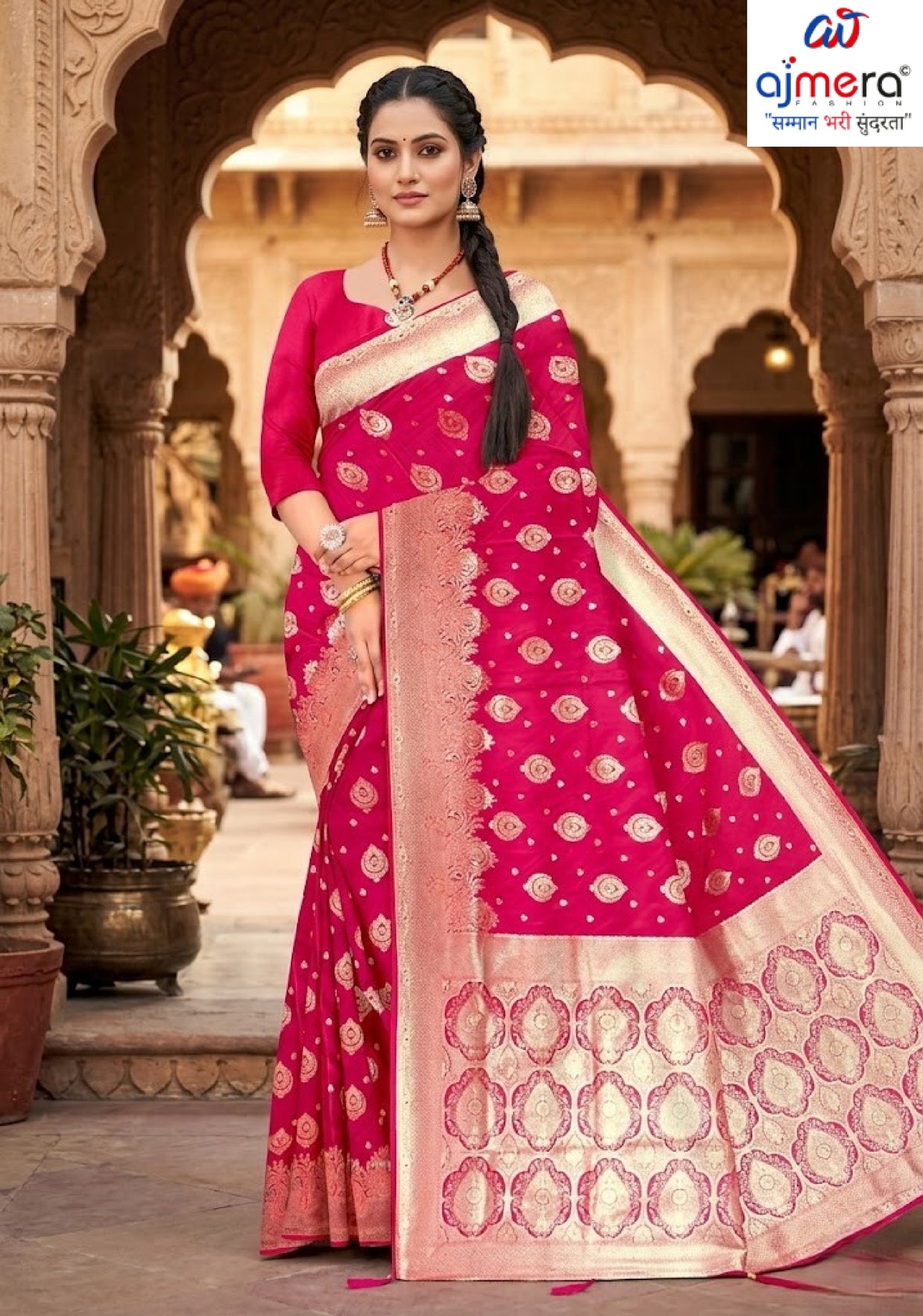 Graceful Jacquard Silk Saree with Blouse Piece for Timeless Ethnic Fashion | VML-DEVIKA