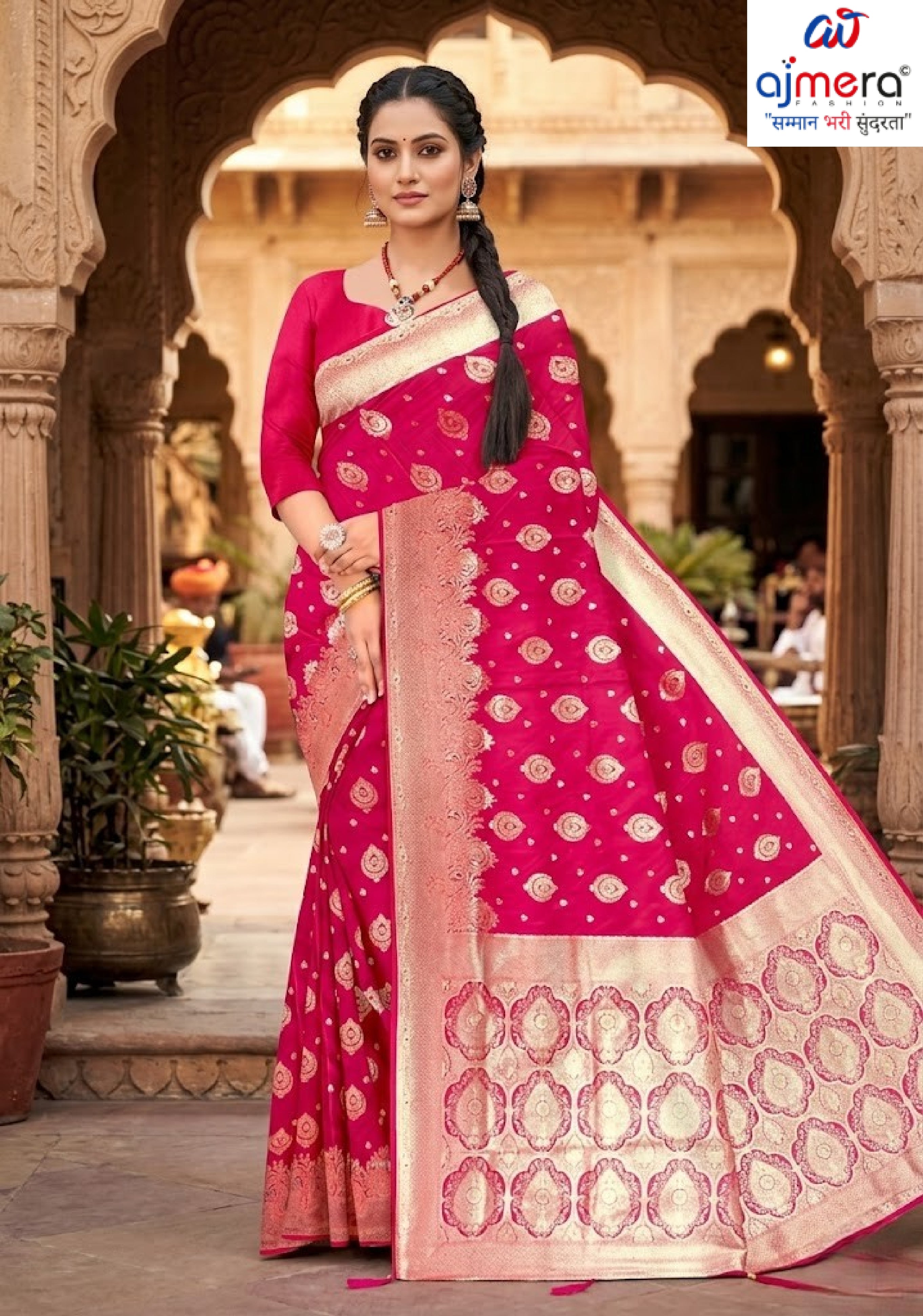Graceful Jacquard Silk Saree with Blouse Piece for Timeless Ethnic Fashion | VML-DEVIKA