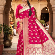 Graceful Jacquard Silk Saree with Blouse Piece for Timeless Ethnic Fashion | VML-DEVIKA