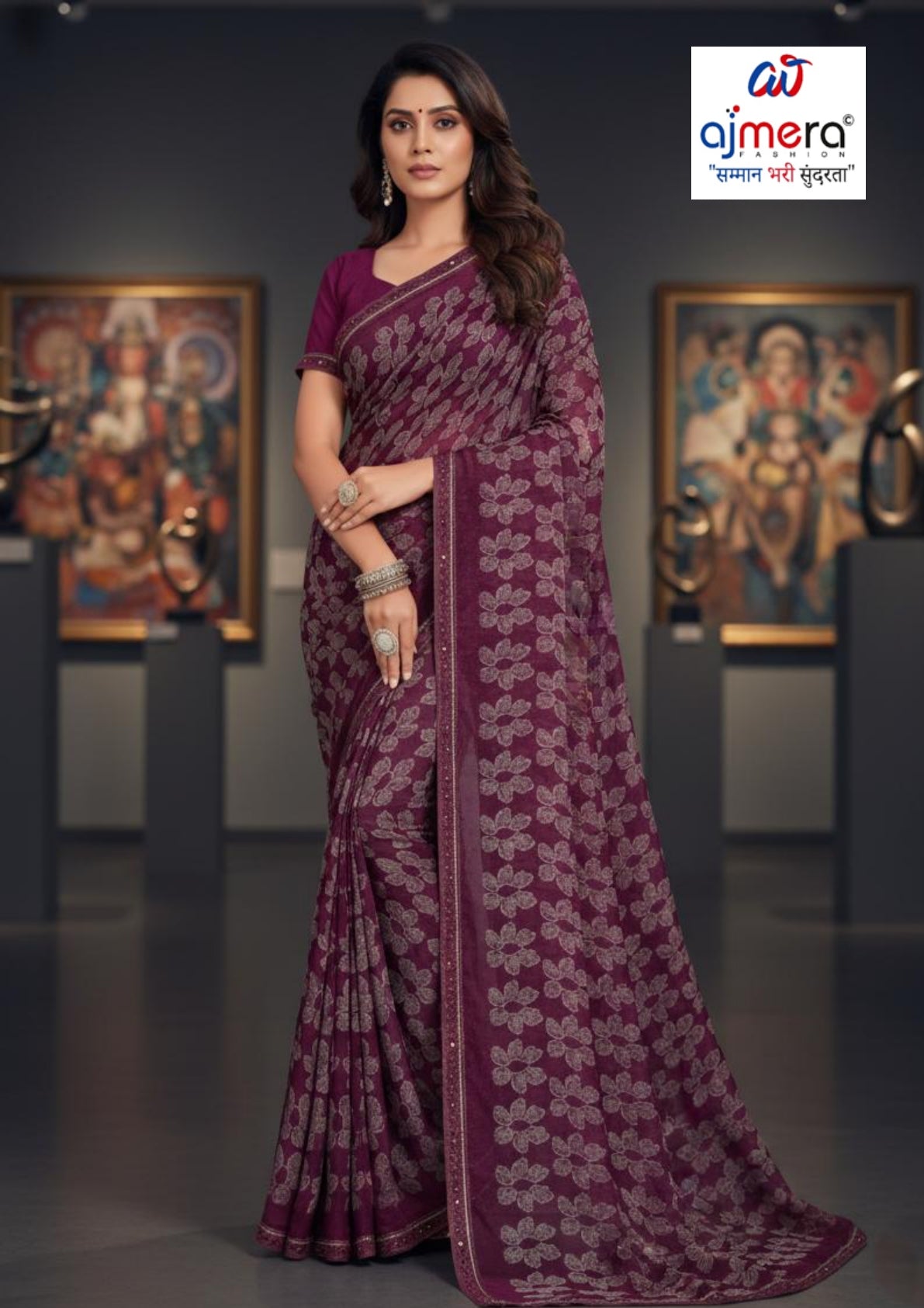 Premium Printed Saree with Matching Blouse Piece for Ethnic Elegance  | RDD-GUNJIKA