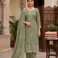 Designer Semi-Stitched Organza Suit | JPF-8115