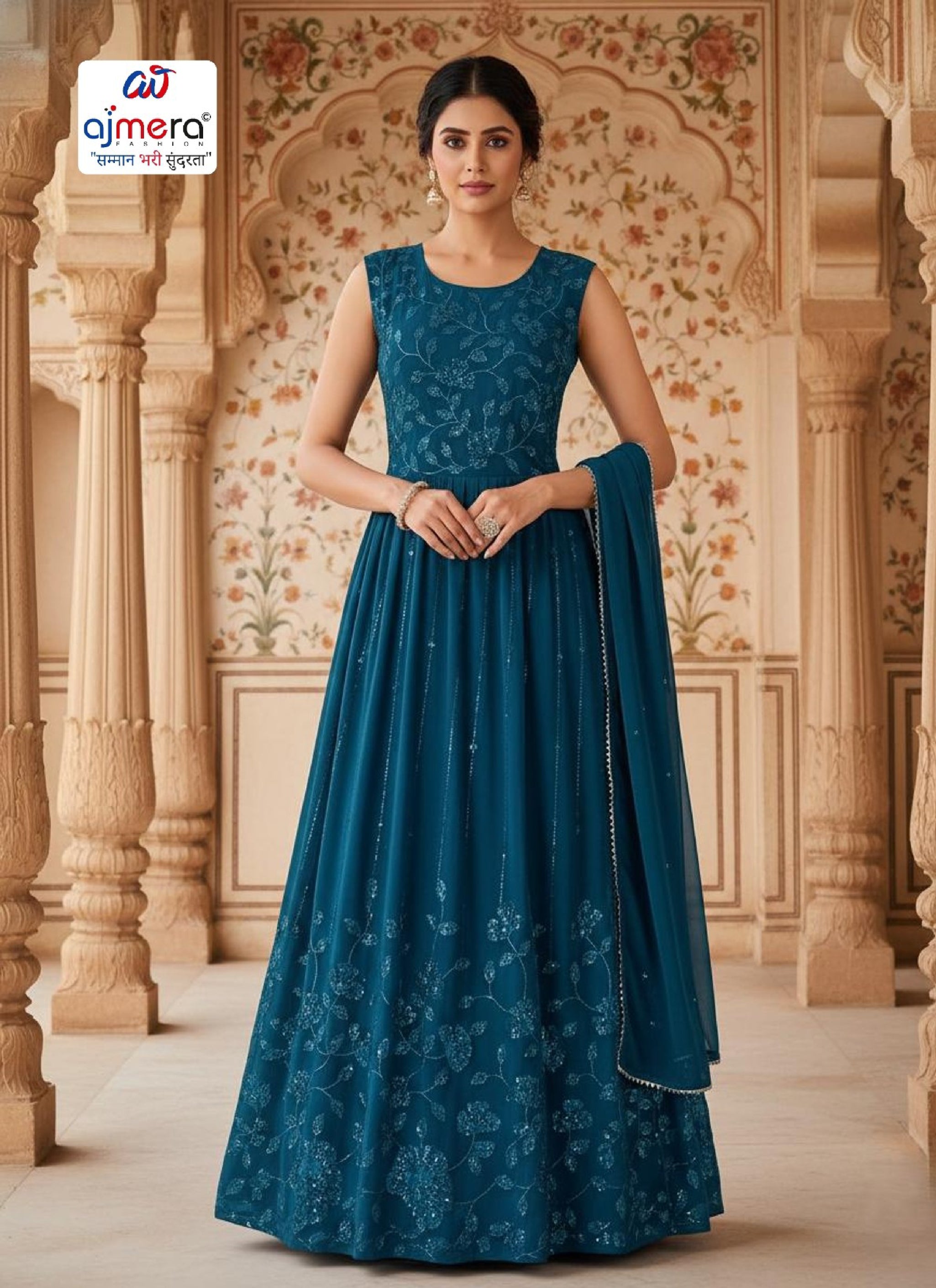 Emerald Flared Indo-Western Gown