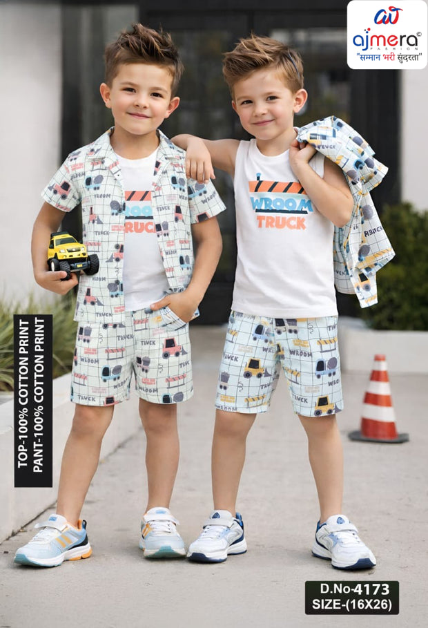 Wholesale Boys Shirt & Short Pant Set | TBA-4173-1