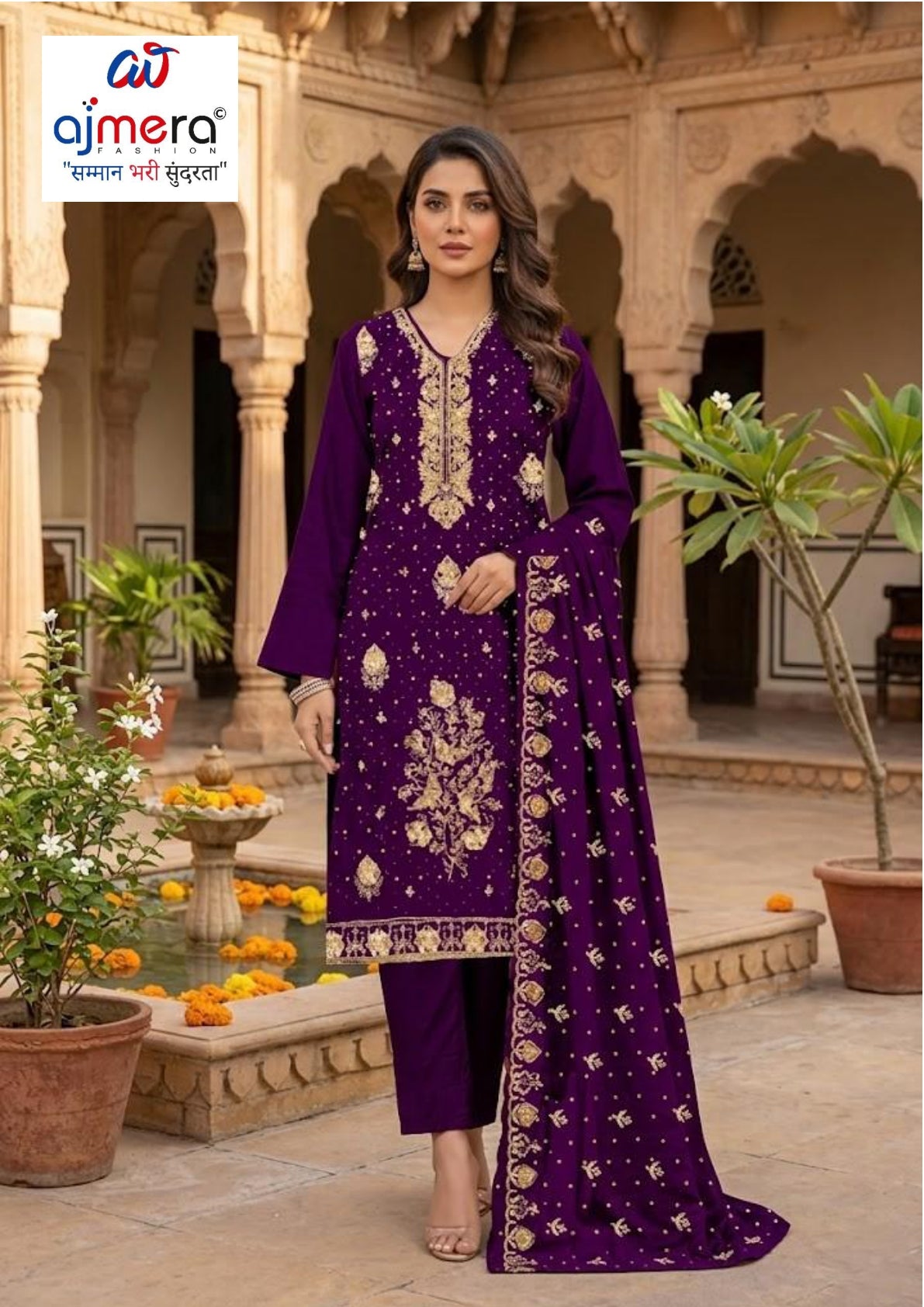 Premium Designer Unstitched Suit Set | YF-LEELA-1