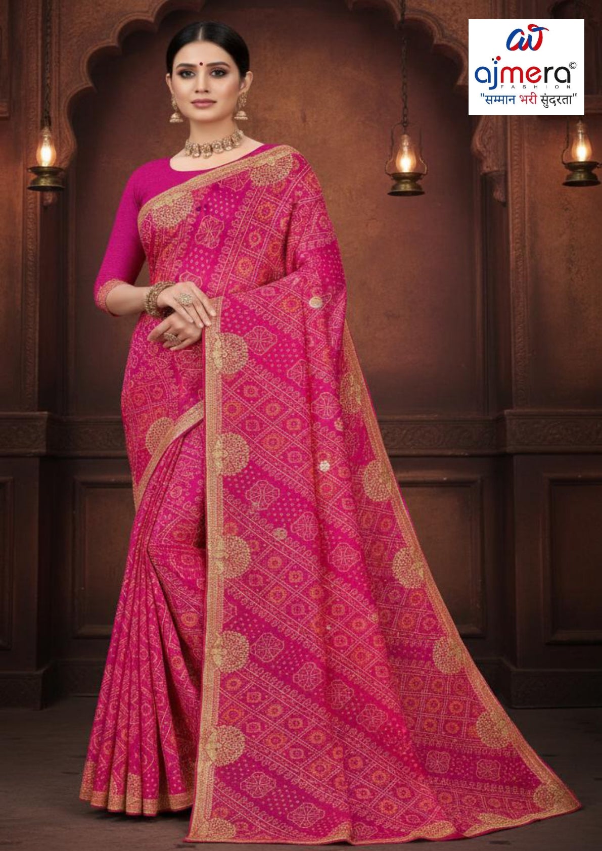Trendy Printed Saree with Blouse Piece for Women’s Ethnic Wardrobe  | TD-KARVA CHAUTH