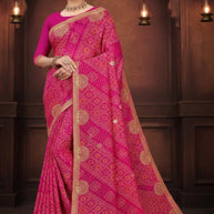 Trendy Printed Saree with Blouse Piece for Women’s Ethnic Wardrobe  | TD-KARVA CHAUTH