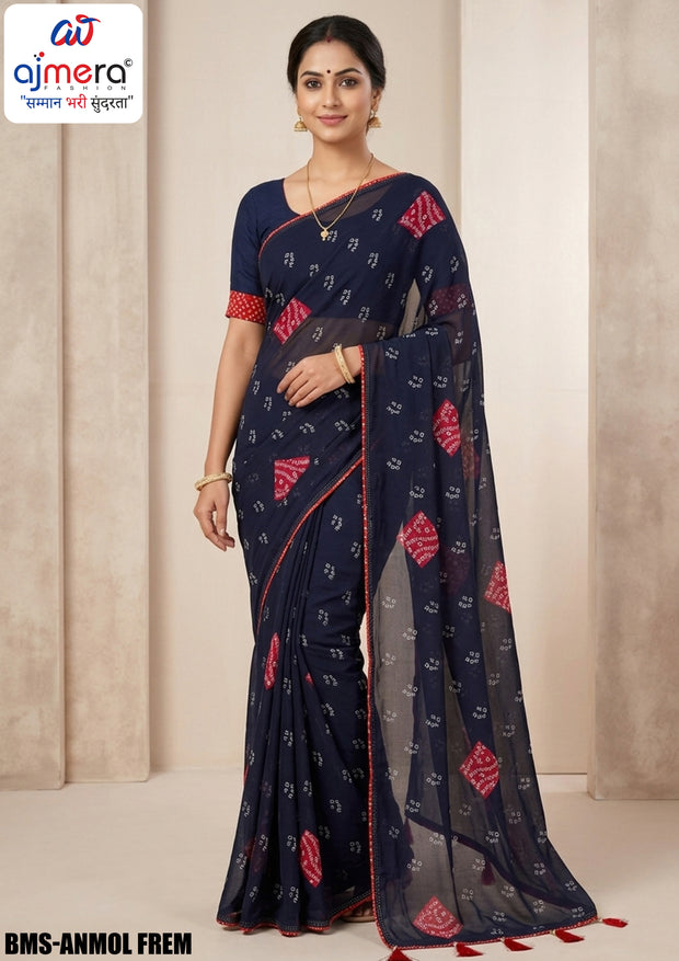 Dull Moss Print Loose Saree with Blouse for Premium Ethnic and Traditional Wear | BMS-ANMOL PREM