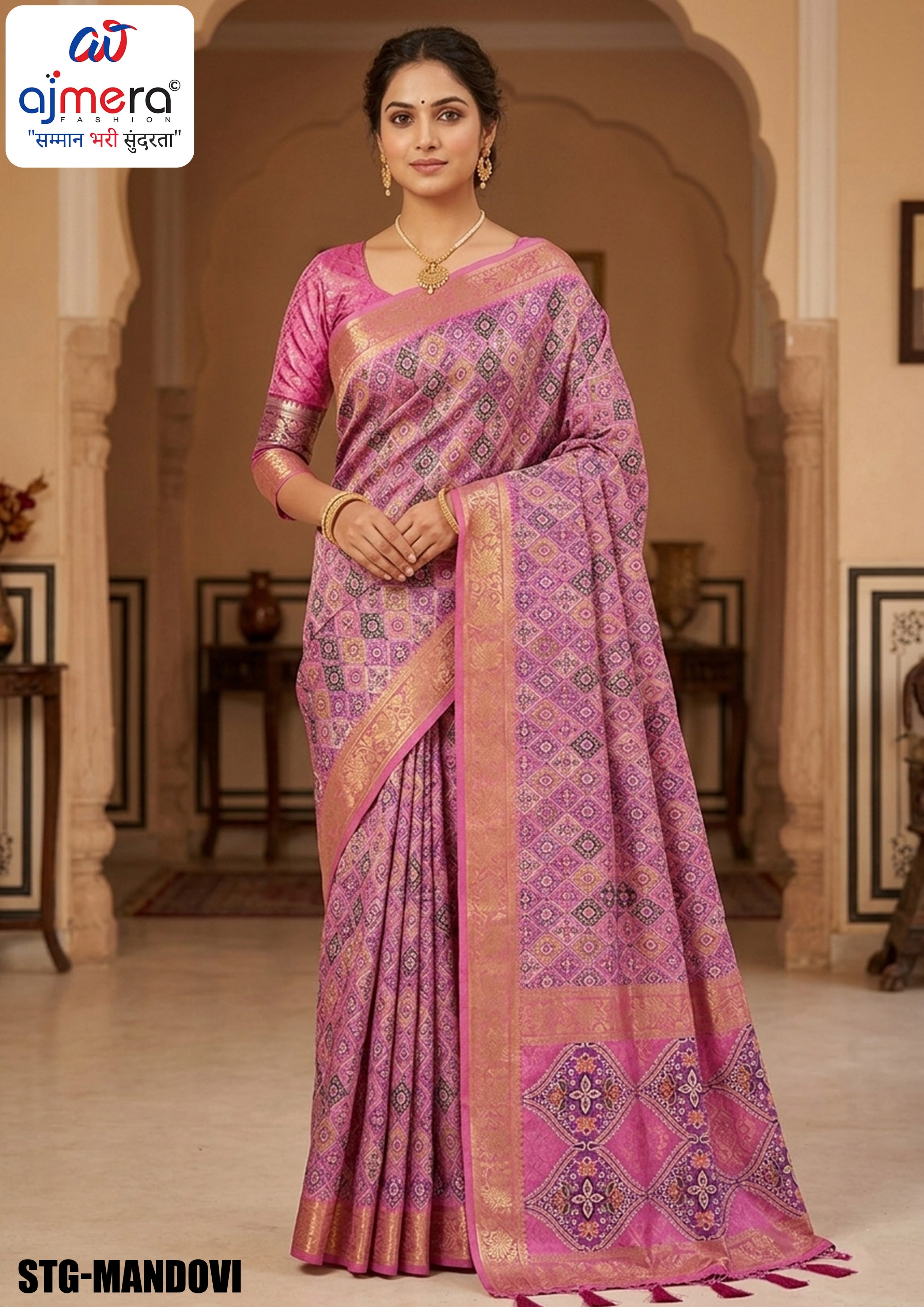 Digital Print Silk Saree with Blouse Piece for Premium Ethnic and Traditional Wear | STG-MANDOVI