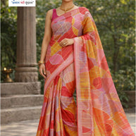 Printed Print Loose Saree with Blouse for Premium Ethnic and Traditional Wear | ATM-SILVER CRUSH