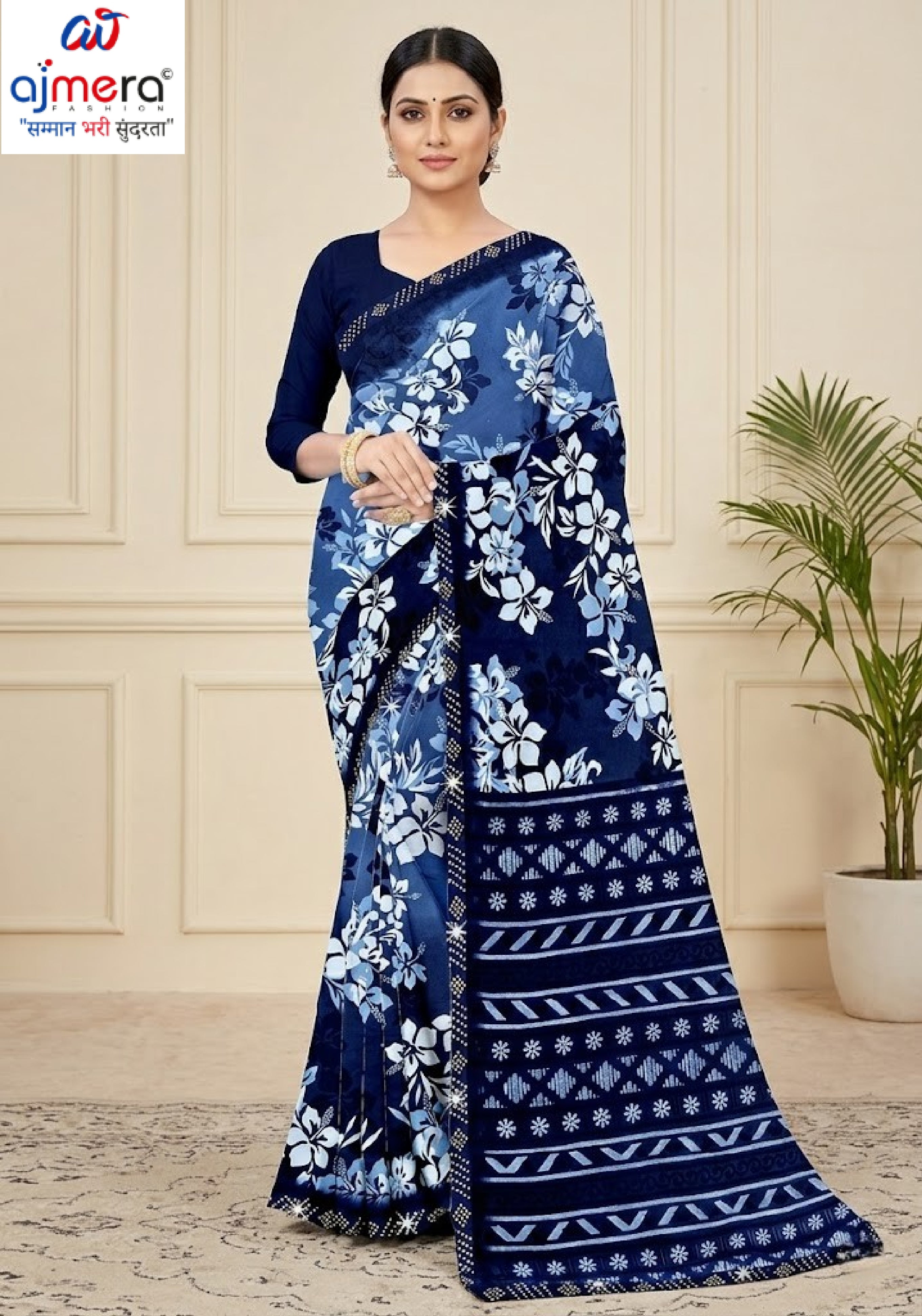 Premium Printed Saree with Matching Blouse Piece for Ethnic Elegance  | CAS-VARMALA