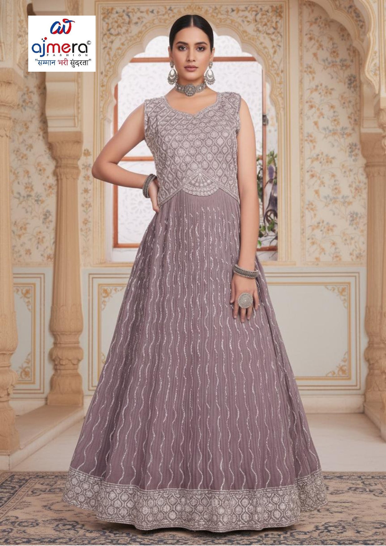 Elegant Georgette Designer Party Wear Gown for Women | KRU-1891