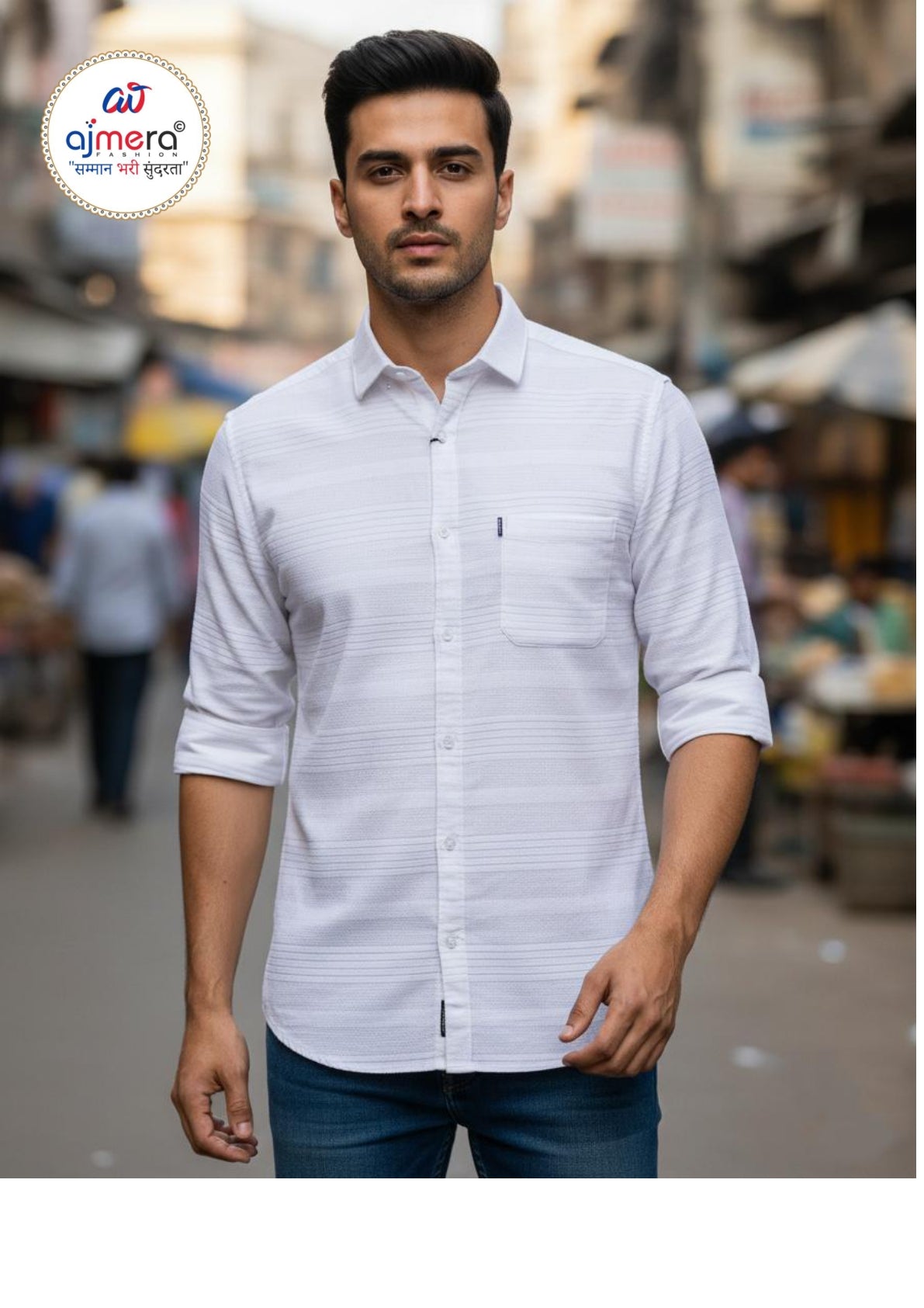 Mens Shirt Manufacturers India for Retailers | MRS-WAFFLE WHITE SHIRT