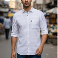 Mens Shirt Manufacturers India for Retailers | MRS-WAFFLE WHITE SHIRT