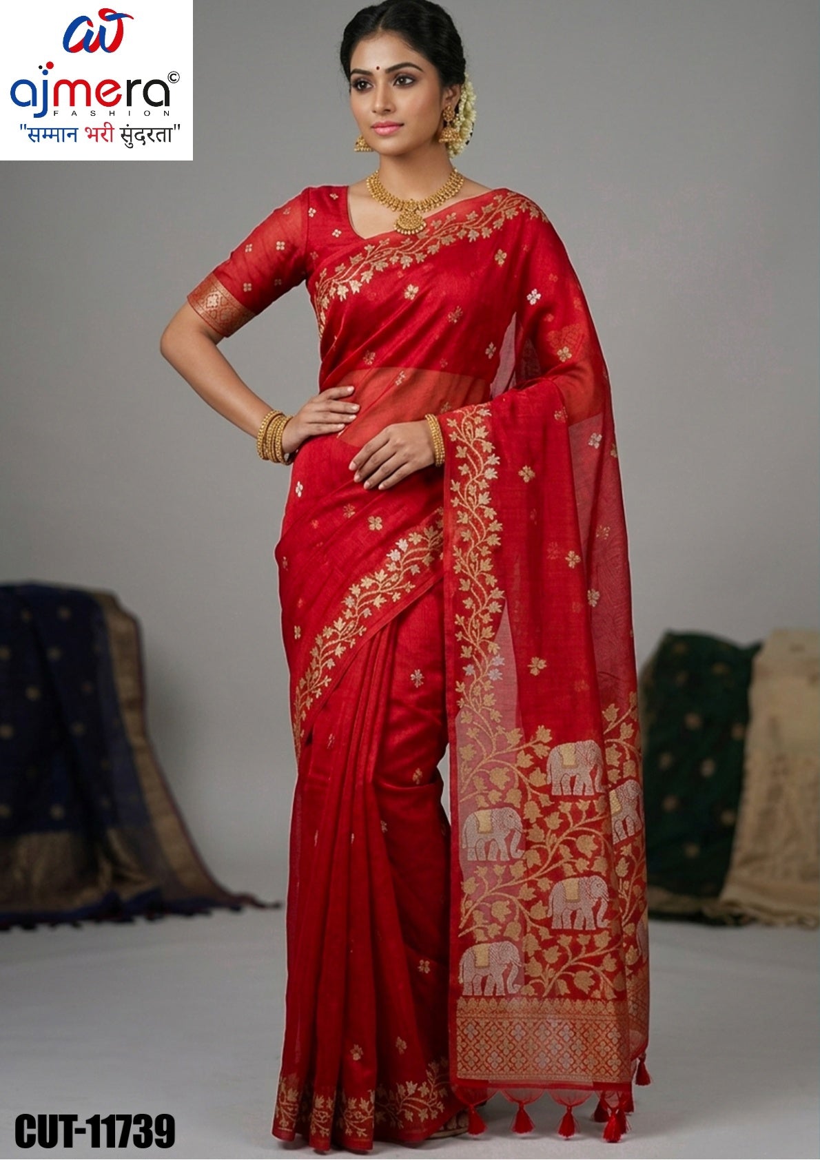Fashionable Jacquard Silk Saree with Blouse Piece for Special Events | CUT-11739