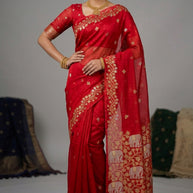 Fashionable Jacquard Silk Saree with Blouse Piece for Special Events | CUT-11739
