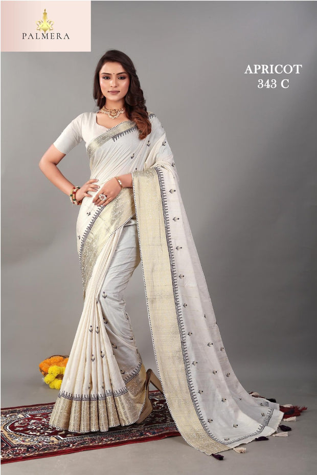 Apricot Linen Saree with Blouse for Premium Ethnic and Party Wear | ALL-APRICOT-343