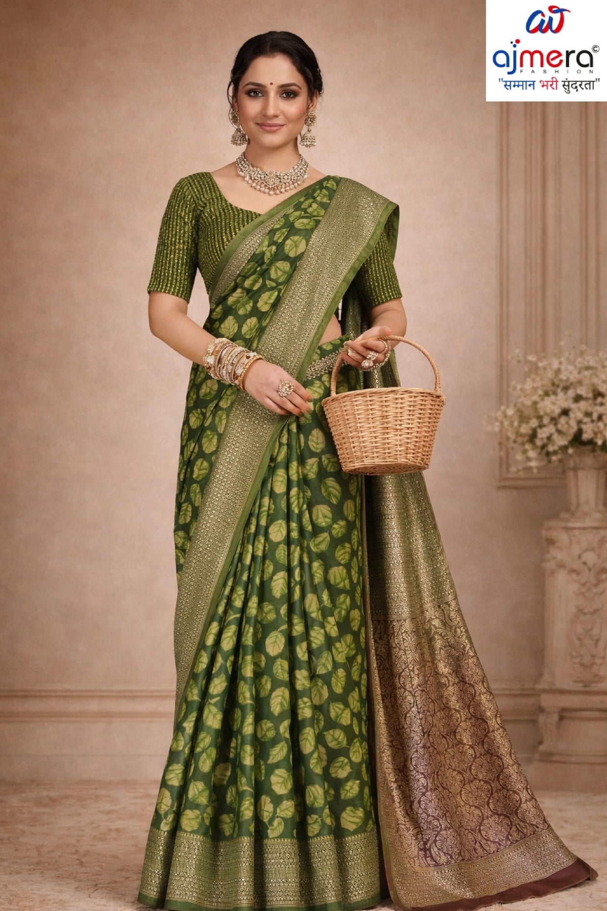 Traditional Rapier Silk Matching Saree With Blouse Piece | SOJ-HEENA LINEN